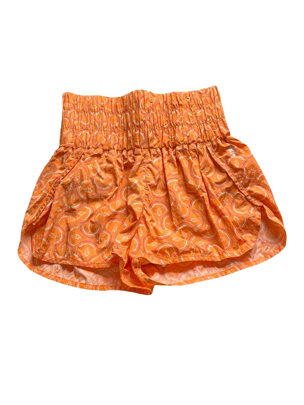 Free People Movement Orange Logo Print The Way Home Shorts High Waist Size Small